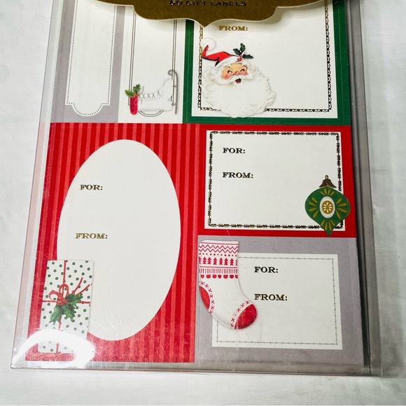 Anna Griffin Christmas Gift Tag Labels Peel & Stick Retro Santa Ice Skate 60 pcs - Picture 1 of 3